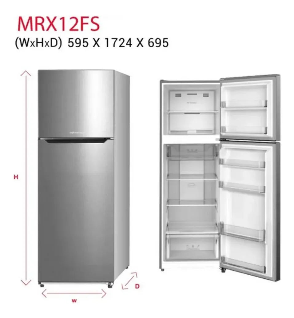 Refrigerador De 12 Ft3 Mirage Acero Inoxidable Doble Puerta Gris