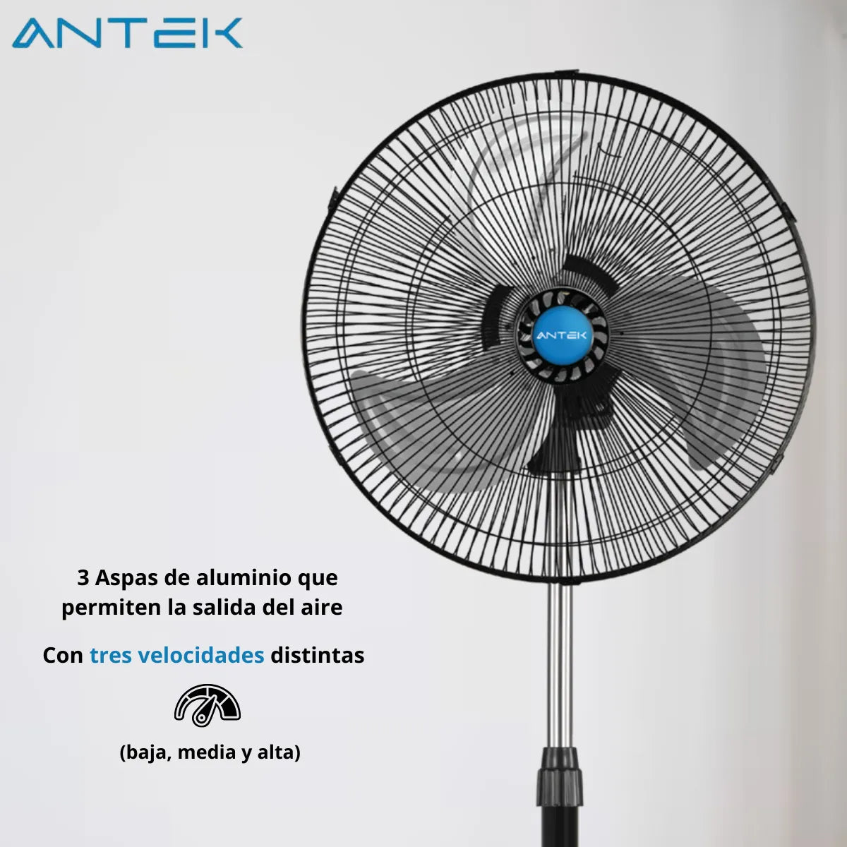 Ventilador De 18 PuLG, 95w Potencia, 3 En 1 - Antek Cobre Estructura Negro Aspas Aluminio Diámetro 68.58 Cm Frecuencia 60 Material De Las Aspas Metal