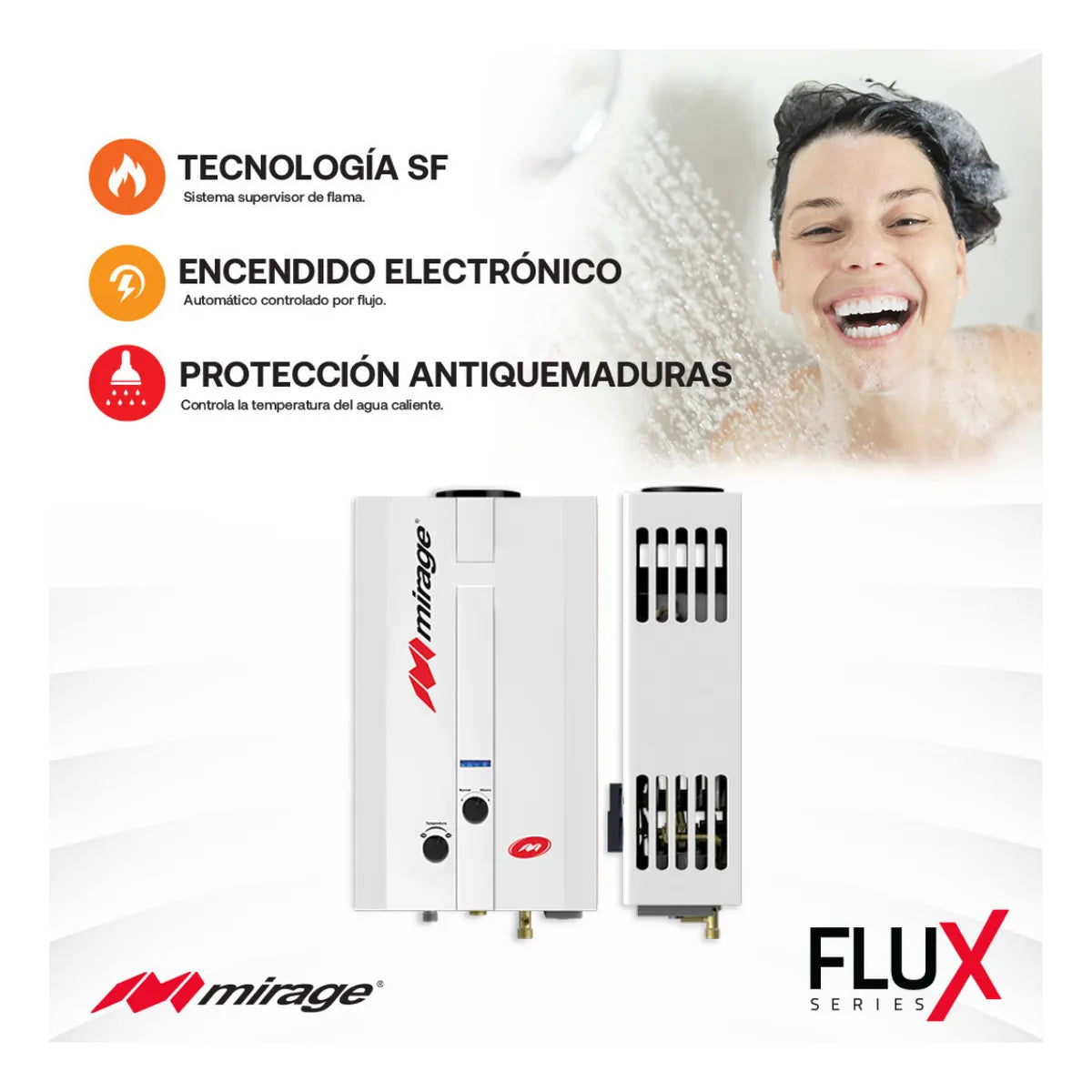 Boiler De Paso Mirage Flux 6 Litros Por Minuto P/gas Natural Blanco Gn