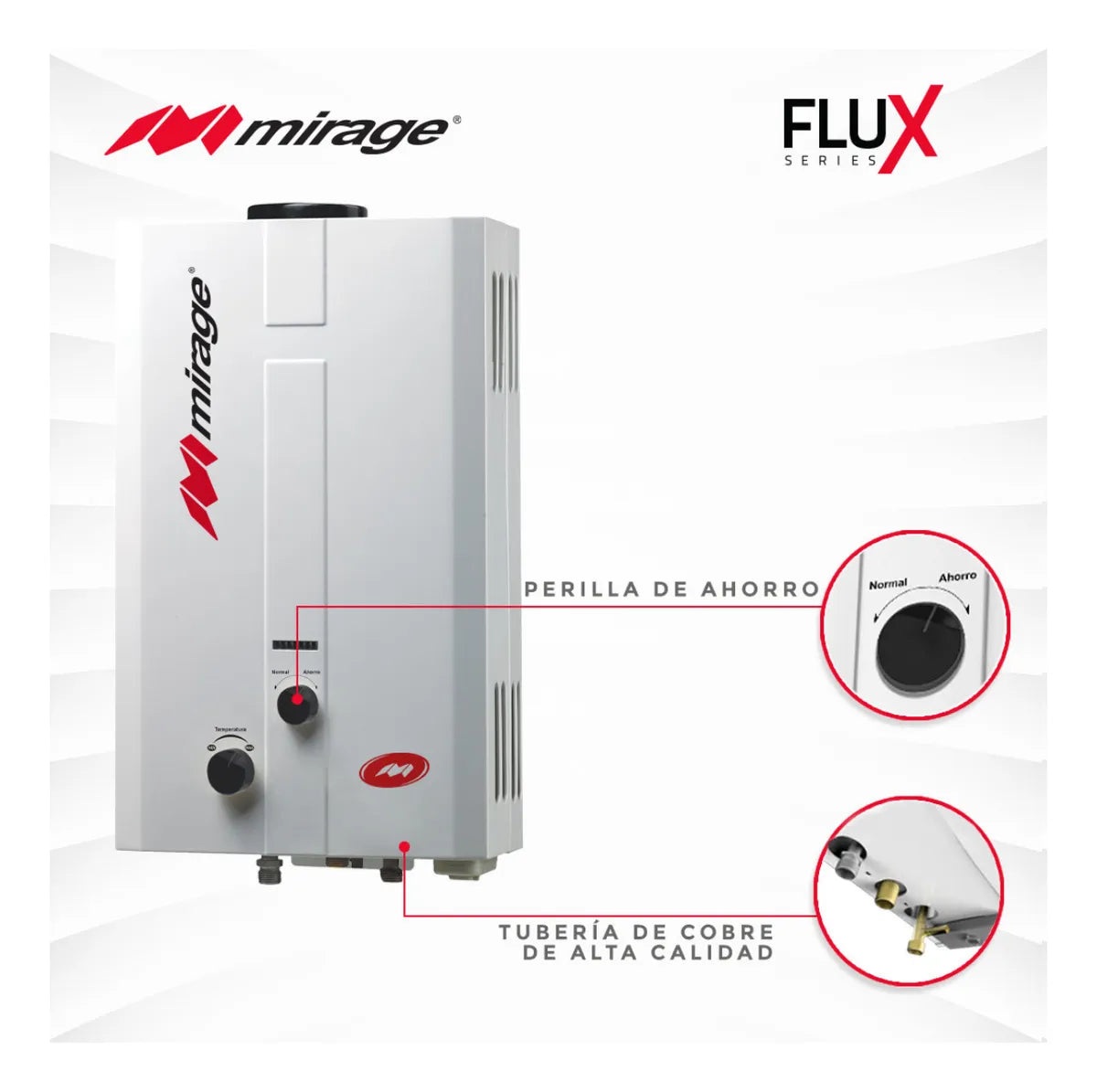 Boiler De Paso Mirage Flux 6 Litros Por Minuto P/gas Natural Blanco Gn