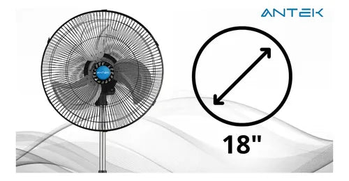 Kit De 2 Ventiladores 18in, 85w Antek, 3 Aspas Metalicas Estructura Negro Aspas Plateado Diámetro 45.72 Cm Material De Las Aspas Metal