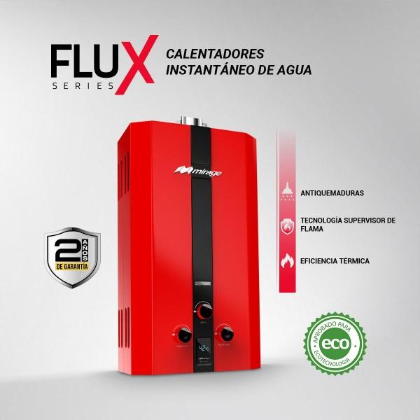 Mirage Boiler Gas LP, Serie Flux, 10L/min, Color Rojo Modelo MBF10BB
