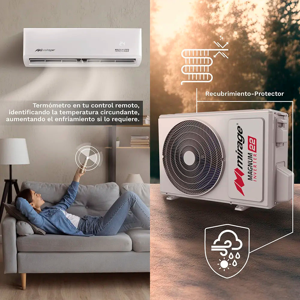 Minisplit Mirage Inverter Magnum 22 - 2 Ton, 220V, Frío y Calor (CMC261V)