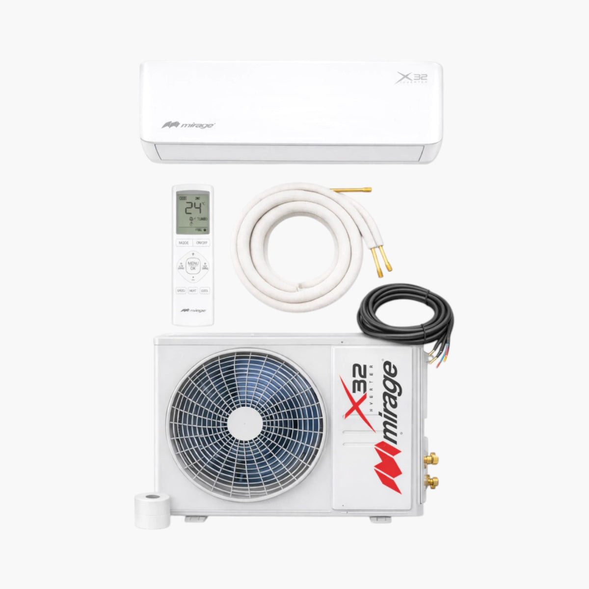 Minisplit Mirage Inverter X32 - 1 Tonelada, 220V, Frío/Calor (CWC121E)