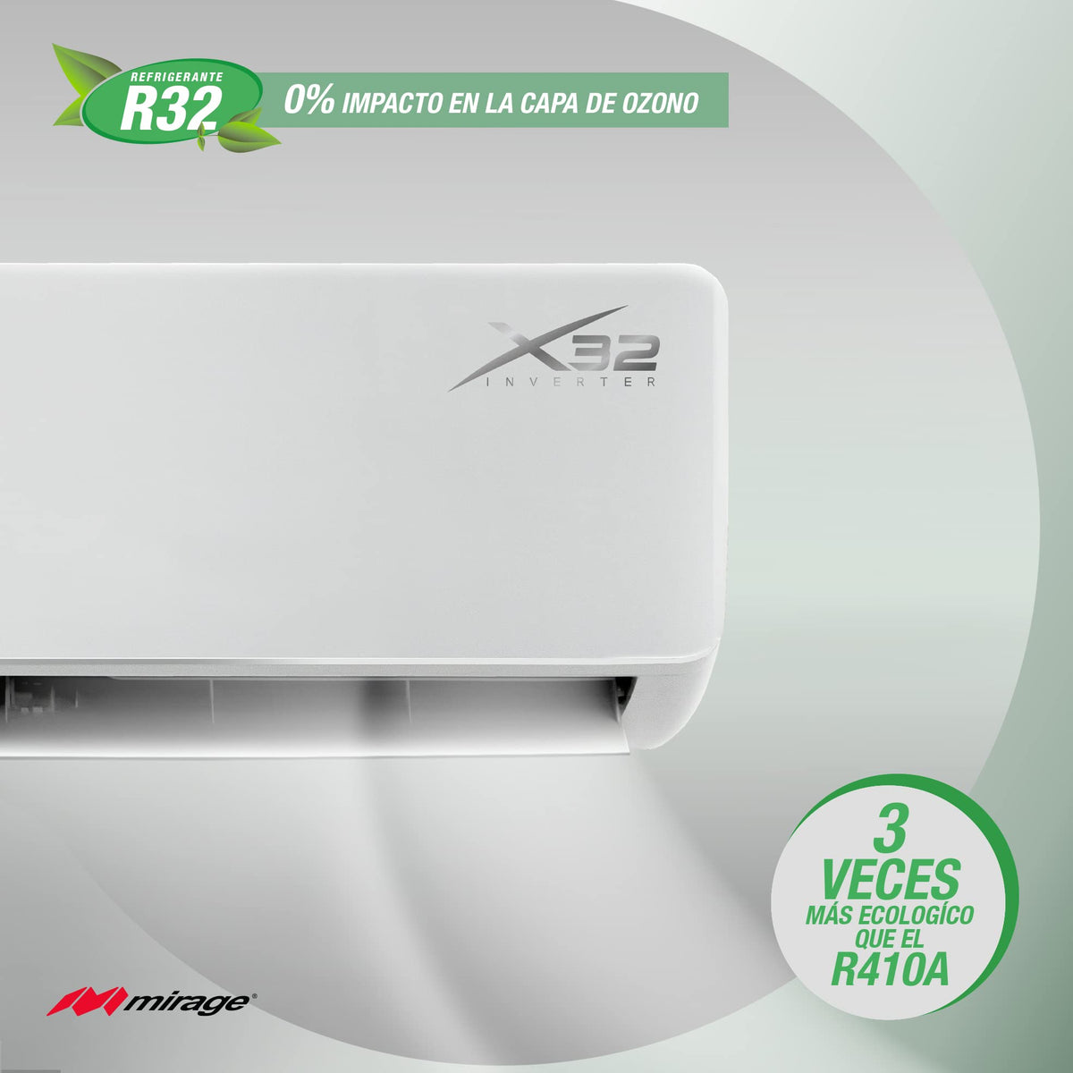 Minisplit Mirage Inverter X32 - 1.5 Tonelada, 220V, Frío/Calor (CWC181E)